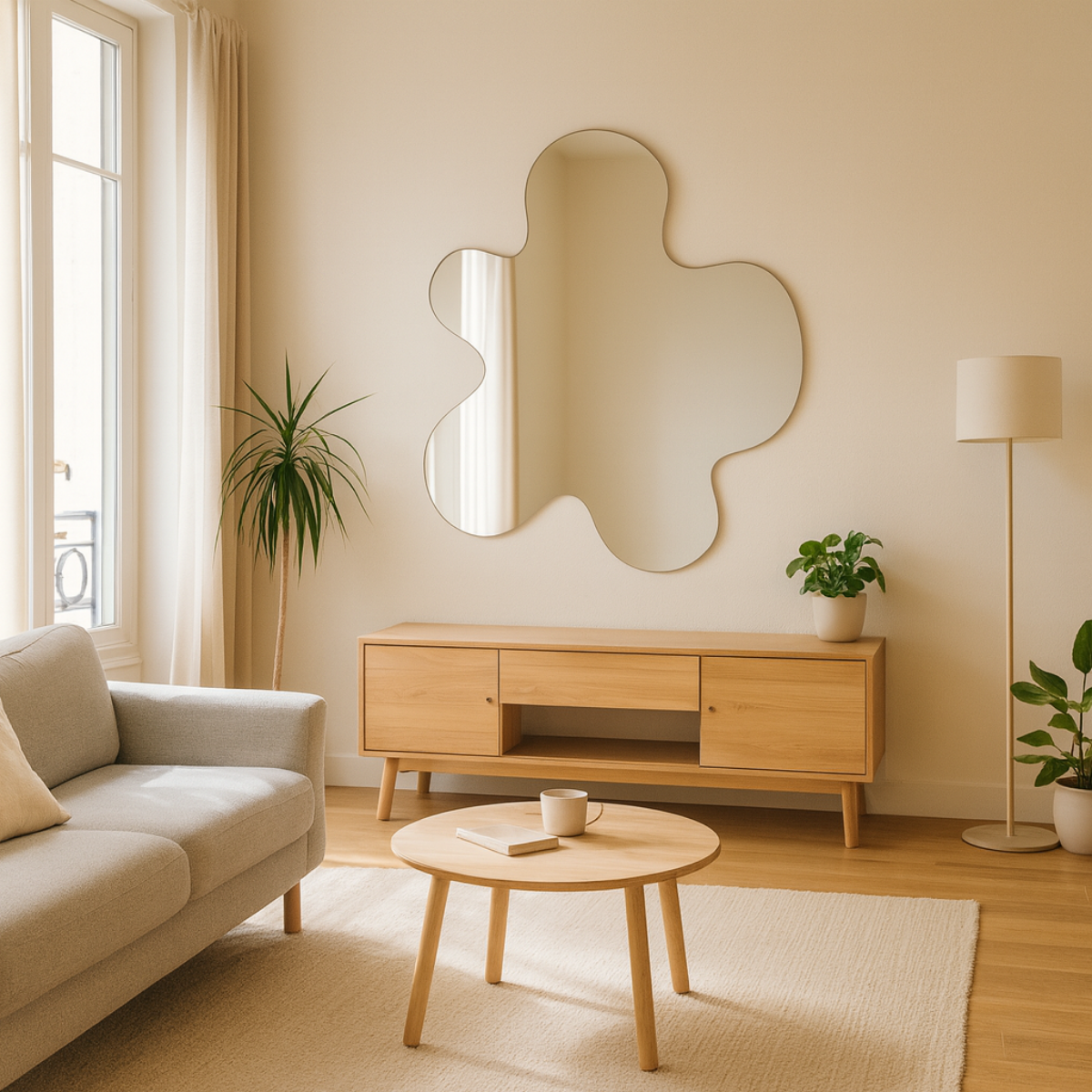 Miroir forme biomorphique